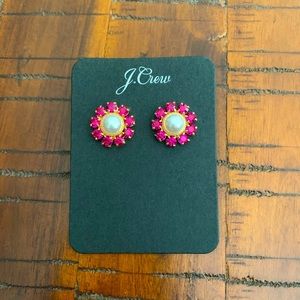 NWT J Crew Pearl and Crystal Burst Earrings